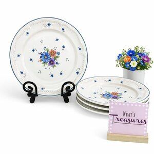 JMP Marketing PROVINCIAL BOUQUET Center Flowers Stoneware Dinner Plate Set of 4